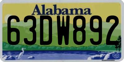 AL license plate 63DW892