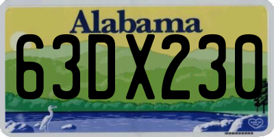 AL license plate 63DX230
