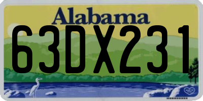 AL license plate 63DX231