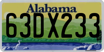 AL license plate 63DX233