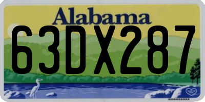 AL license plate 63DX287