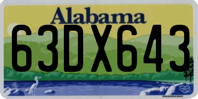 AL license plate 63DX643