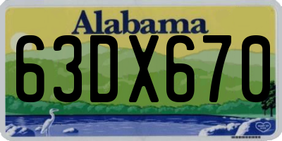 AL license plate 63DX670