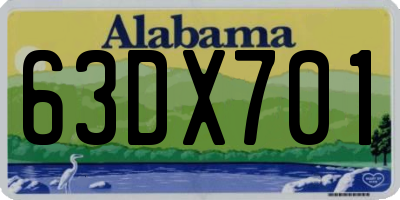 AL license plate 63DX701