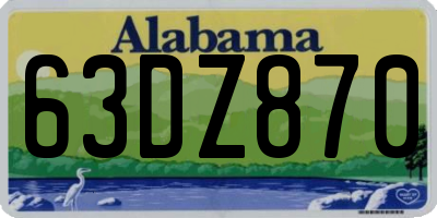 AL license plate 63DZ870