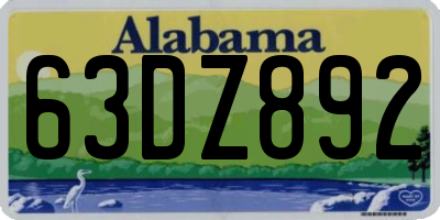 AL license plate 63DZ892