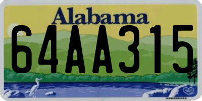 AL license plate 64AA315