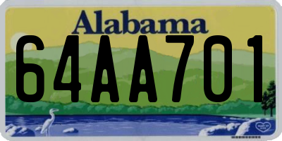 AL license plate 64AA701