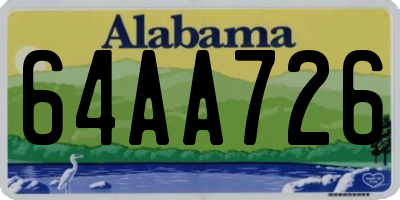 AL license plate 64AA726