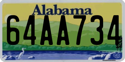 AL license plate 64AA734