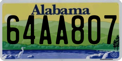 AL license plate 64AA807