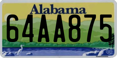 AL license plate 64AA875
