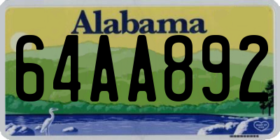 AL license plate 64AA892