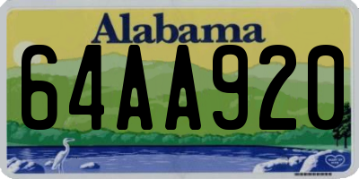 AL license plate 64AA920
