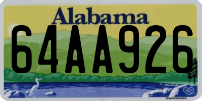 AL license plate 64AA926