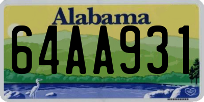 AL license plate 64AA931