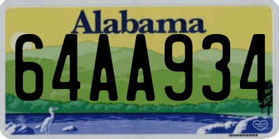 AL license plate 64AA934