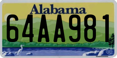 AL license plate 64AA981