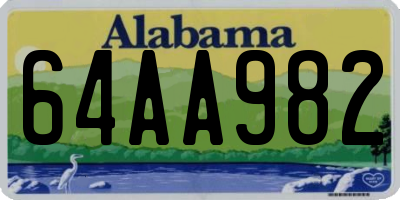 AL license plate 64AA982