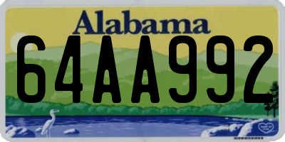 AL license plate 64AA992