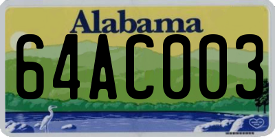 AL license plate 64AC003