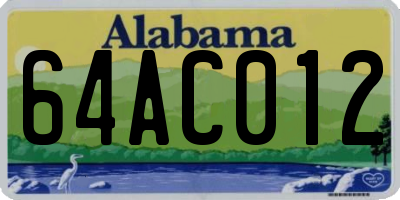 AL license plate 64AC012