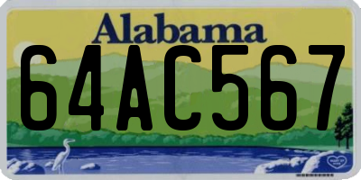 AL license plate 64AC567