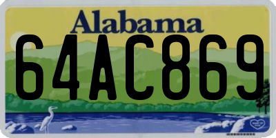 AL license plate 64AC869