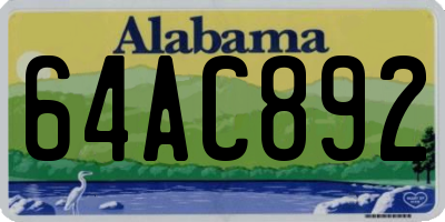 AL license plate 64AC892