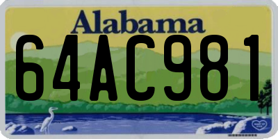 AL license plate 64AC981