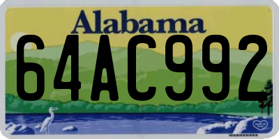 AL license plate 64AC992