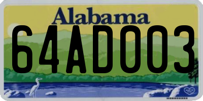 AL license plate 64AD003
