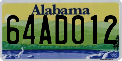 AL license plate 64AD012