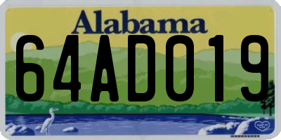 AL license plate 64AD019