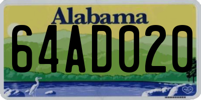 AL license plate 64AD020