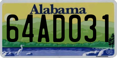 AL license plate 64AD031