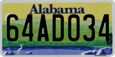 AL license plate 64AD034