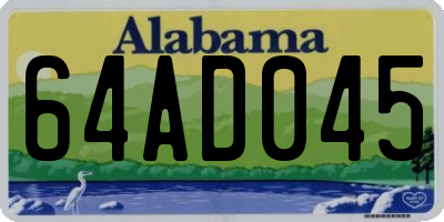 AL license plate 64AD045