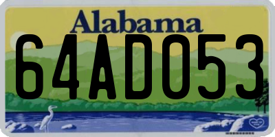 AL license plate 64AD053