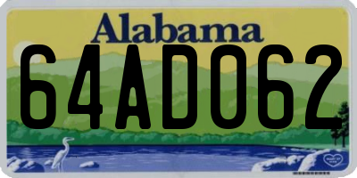 AL license plate 64AD062