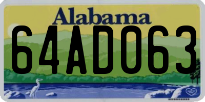 AL license plate 64AD063