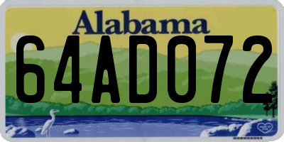 AL license plate 64AD072