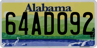AL license plate 64AD092