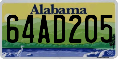AL license plate 64AD205