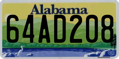 AL license plate 64AD208