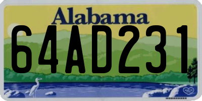 AL license plate 64AD231