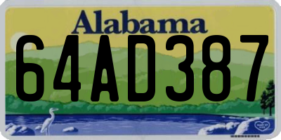 AL license plate 64AD387