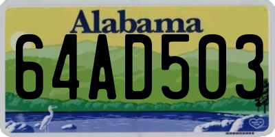 AL license plate 64AD503