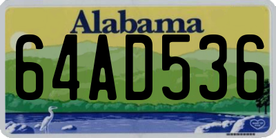 AL license plate 64AD536