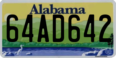 AL license plate 64AD642